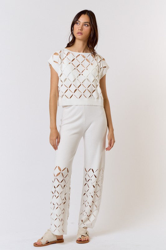 Lalavon Cut Out Detail Knit Pants