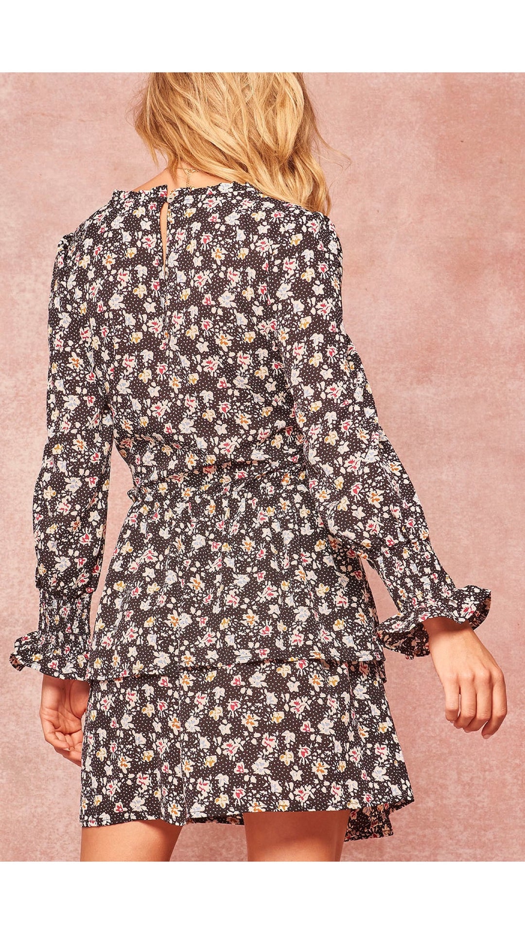 Promesa Smocked Floral-Print Ruffled Mini Dress