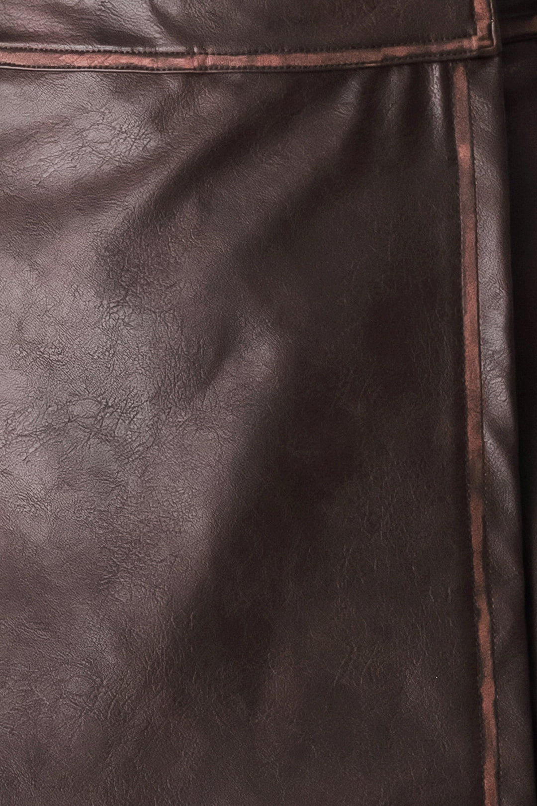 FLYING TOMATO SADDLE STREET BROWN FAUX LEATHER WRAP SKORT