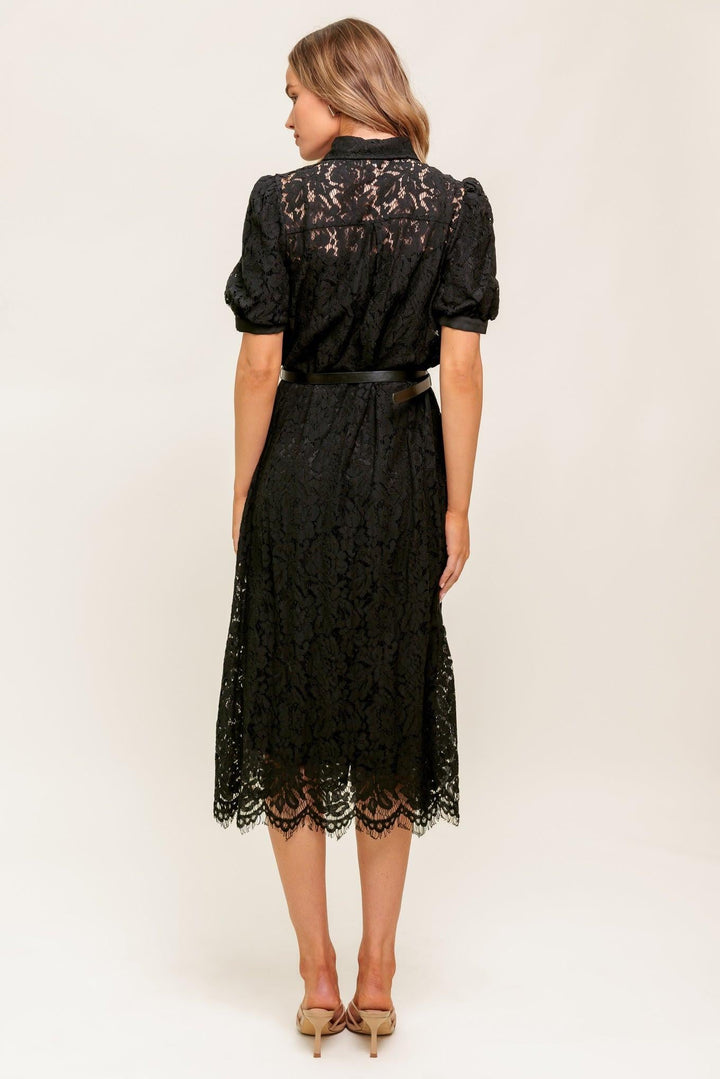 Flying Tomato TIMID TO TENACIOUS WOVEN LACE SHIRT DRESS