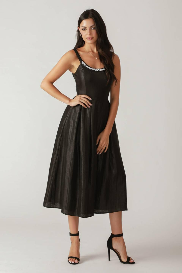 FLYING TOMATO FLUTTERING FIELDS WOVEN MIDI DRESS