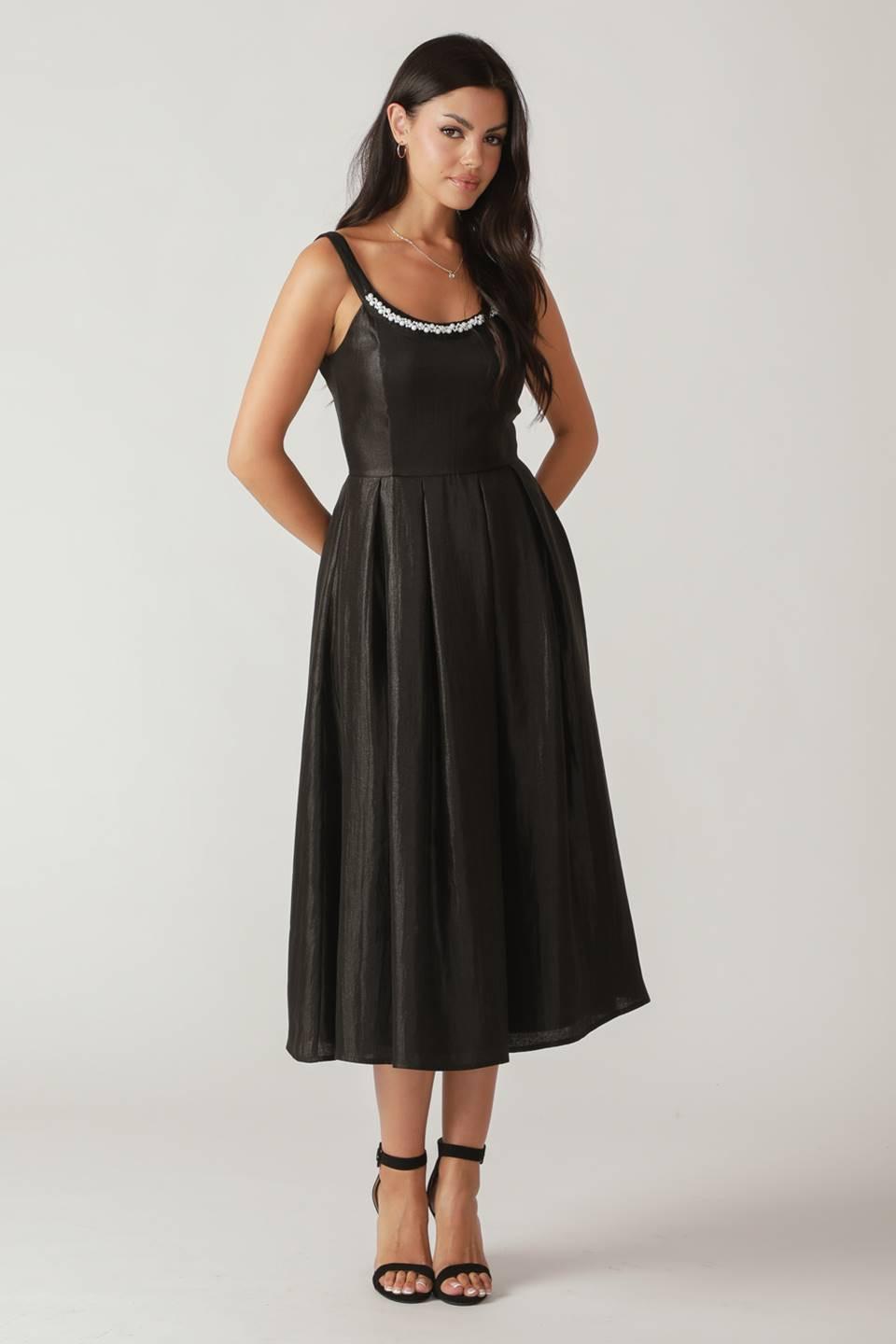 FLYING TOMATO FLUTTERING FIELDS WOVEN MIDI DRESS