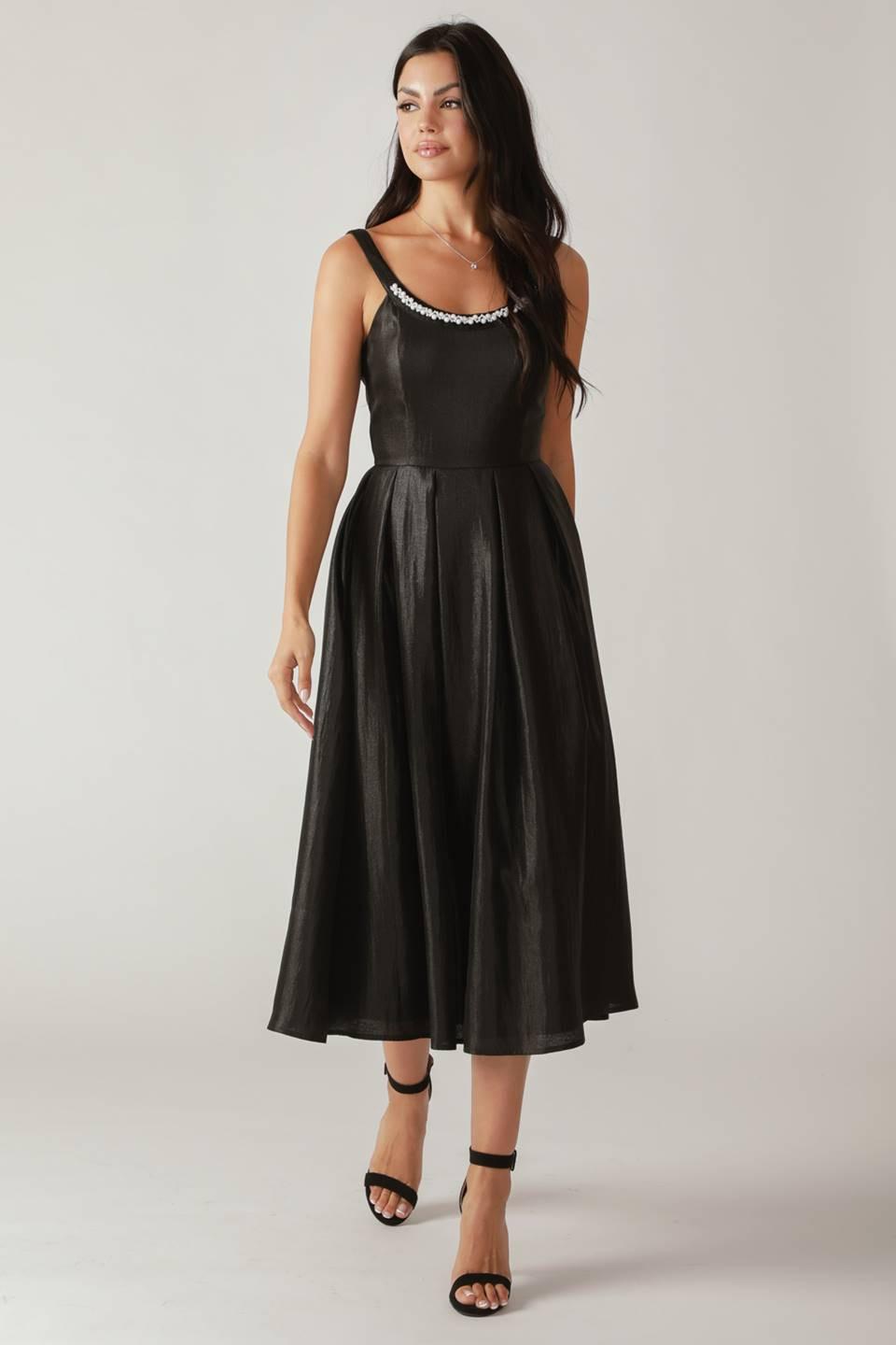 FLYING TOMATO FLUTTERING FIELDS WOVEN MIDI DRESS