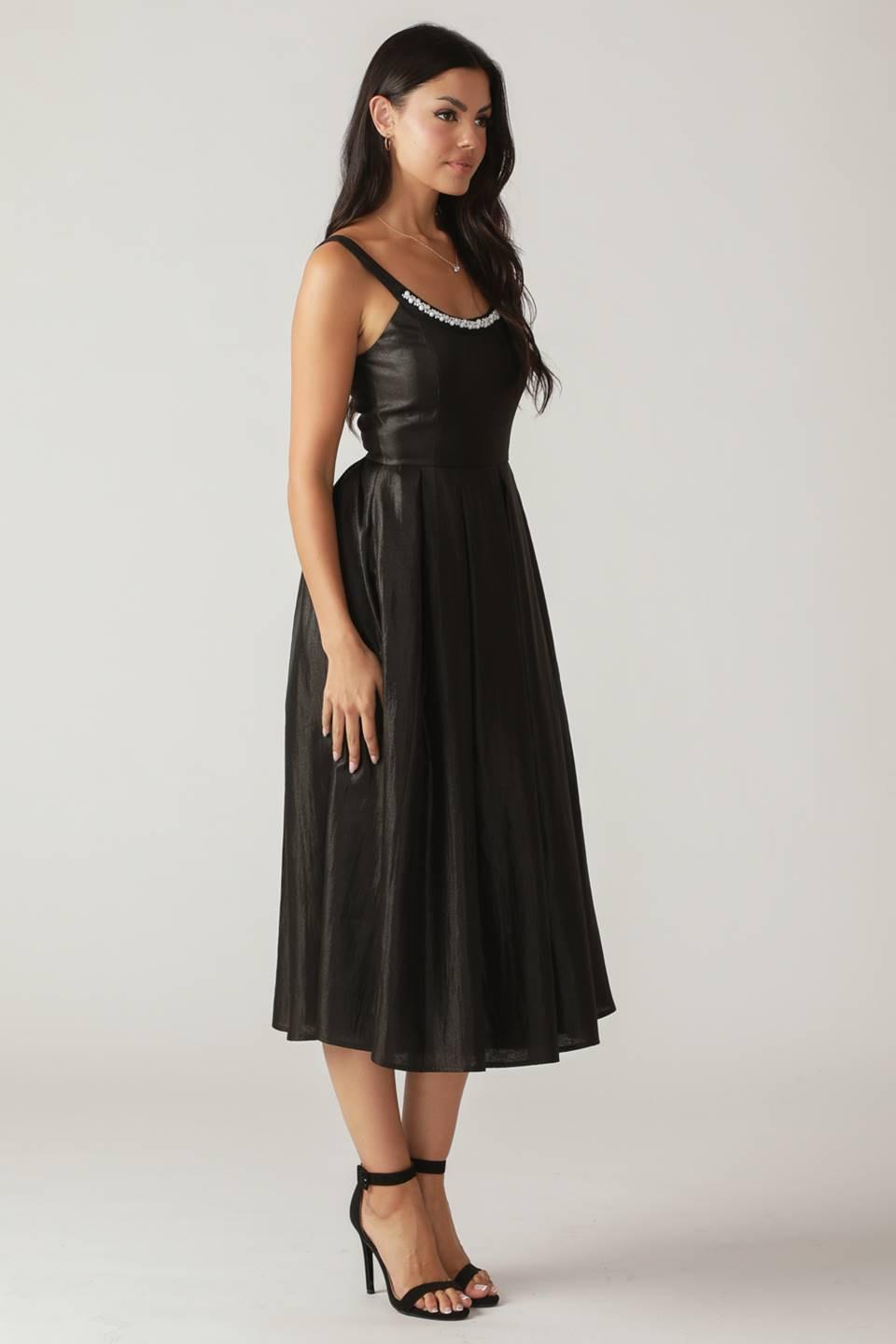 FLYING TOMATO FLUTTERING FIELDS WOVEN MIDI DRESS