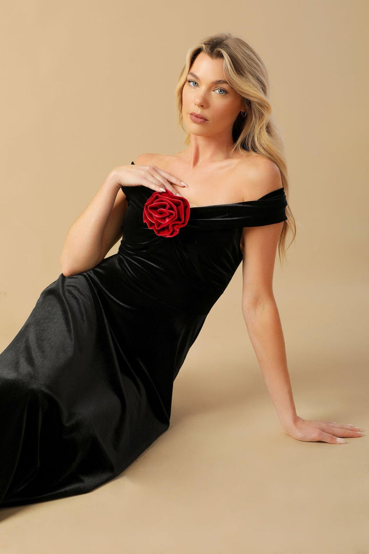 FLYING TOMATO BE THERE FOR YOU VELVET MIDI DRESS
