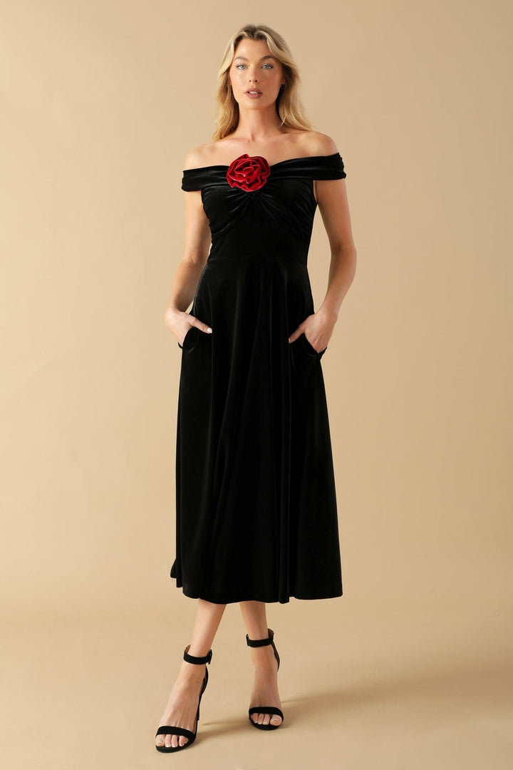 FLYING TOMATO BE THERE FOR YOU VELVET MIDI DRESS