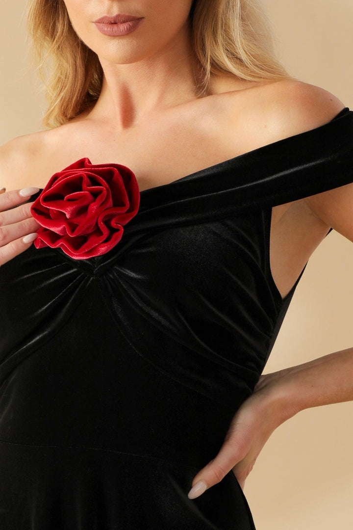 FLYING TOMATO BE THERE FOR YOU VELVET MIDI DRESS