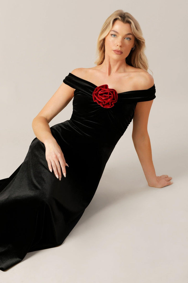 FLYING TOMATO BE THERE FOR YOU VELVET MIDI DRESS