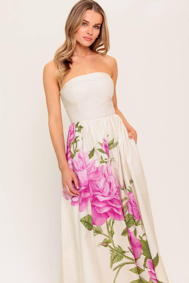 Flying Tomato CAUGHT IN THE BREEZE FLORAL WOVEN MAXI DRESS