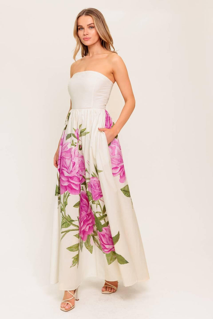 Flying Tomato CAUGHT IN THE BREEZE FLORAL WOVEN MAXI DRESS