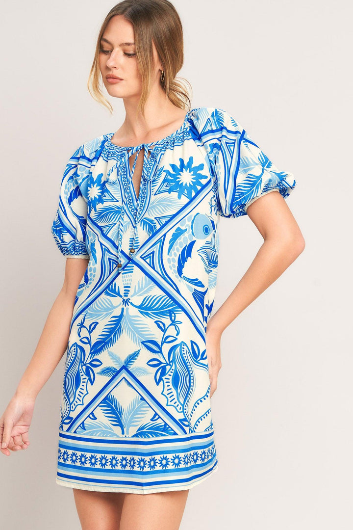 FLYING TOMATO BLUE LAGOON RESORT WOVEN MINI DRESS