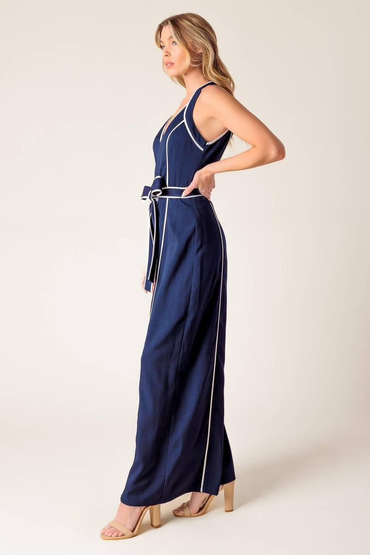 Flying Tomato LAYTON NAVY WOVEN JUMPSUIT