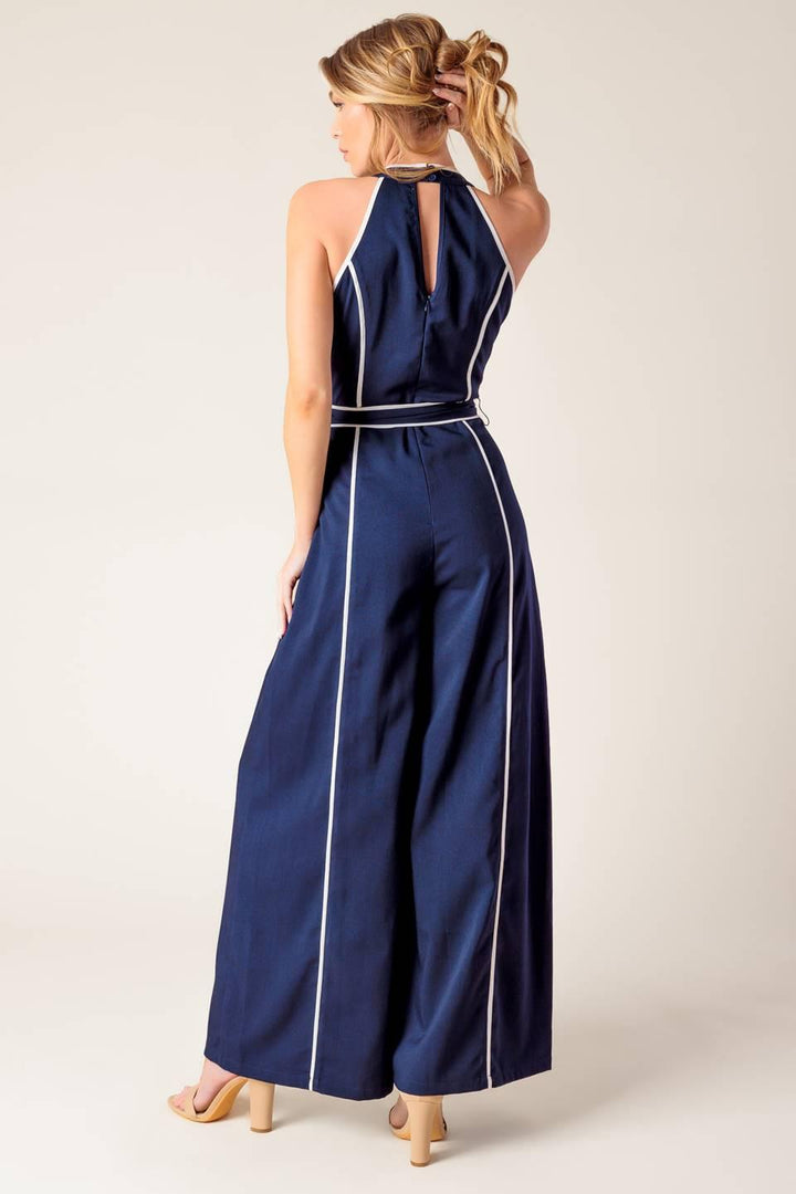 Flying Tomato LAYTON NAVY WOVEN JUMPSUIT