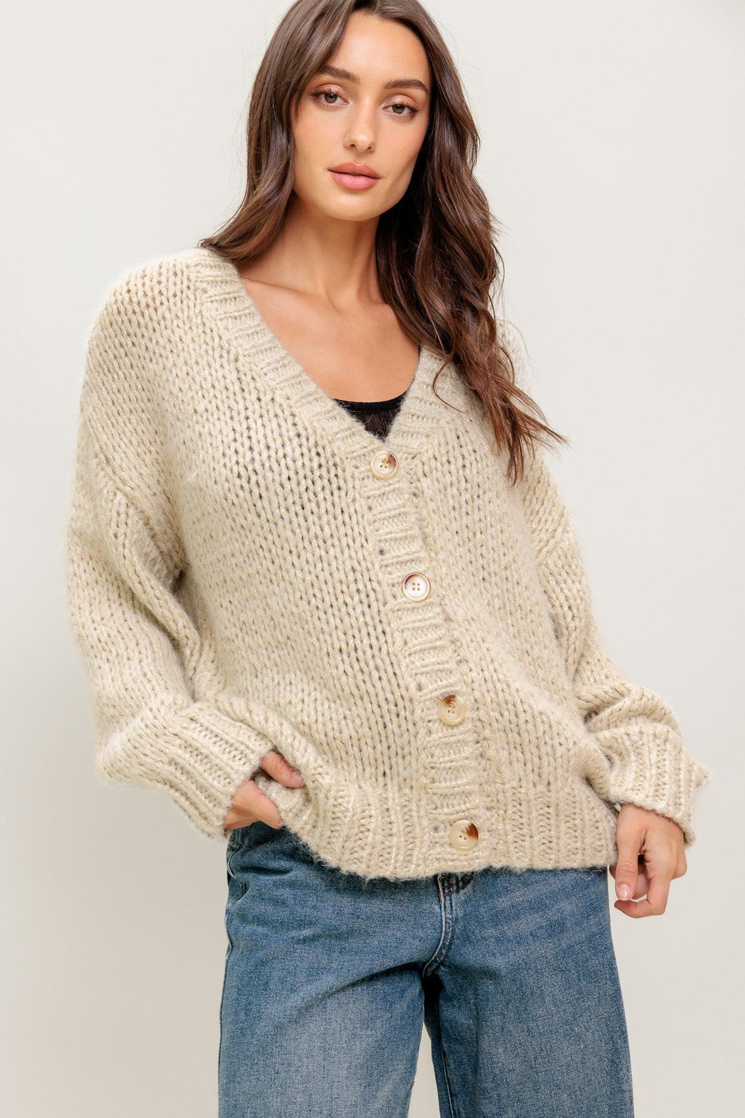 FLYING TOMATO WEEKEND WARMTH SWEATER KNIT CARDIGAN