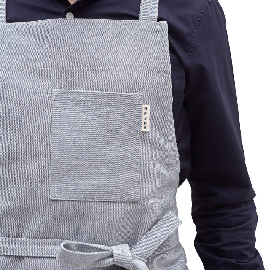 Meema Blue Crossback Bib Apron