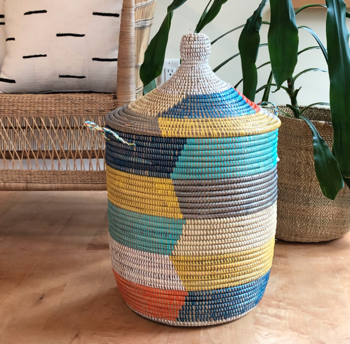 African Handmade in Senegal Multicolor Basket Medium