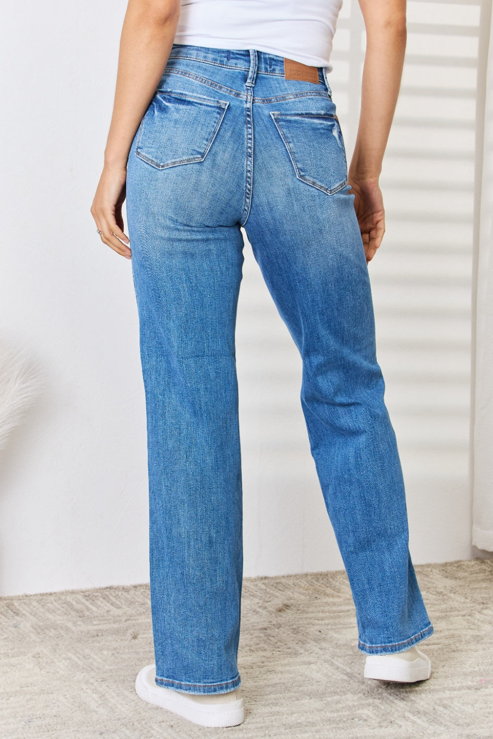 Judy Blue High Waist Distressed Straight-Leg Jeans