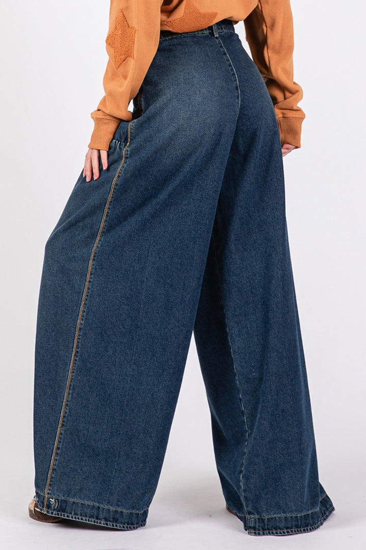 SAGE + FIG Mid-Rise Cargo Convertible Flare or Cinched Jeans