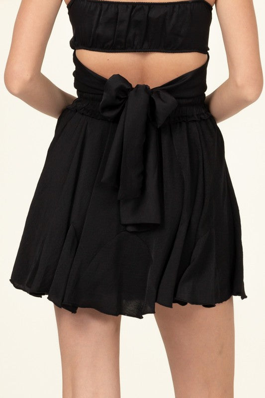 Not Your Girl Drawstring Ruffled Mini Skirt