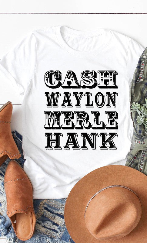 Retro Country Singer Cash Waylon Merle Hank Graphic Tee