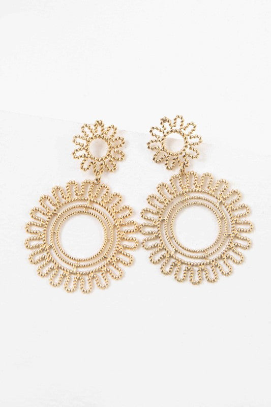 Lace Flower Drop Earrings - Boho Soho