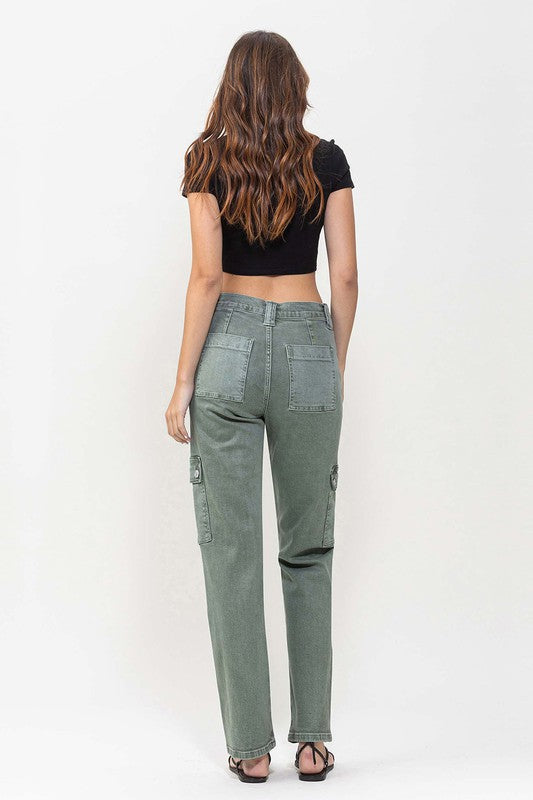 Vervet by Flying Monkey Mid Rise Straight Jeans with Cargo Pocket Detail