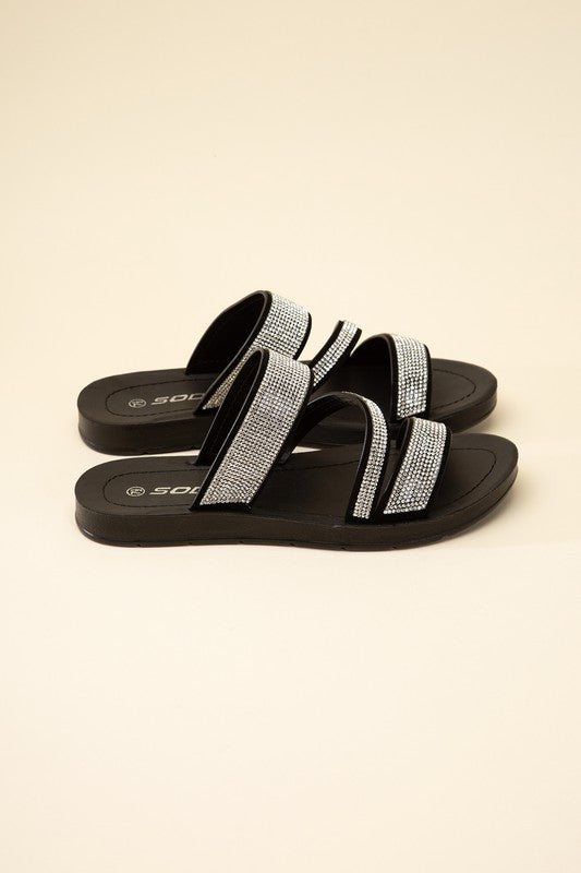 SODA ZEAL Rhinestone Strap Sandals