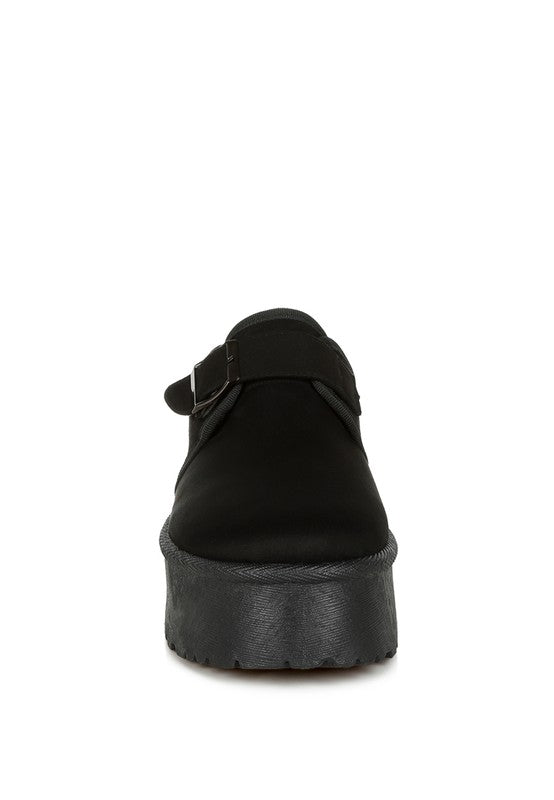 London Rag Mayfield Buckle Strap Fur Platform Classic Slip-On - Boho Soho