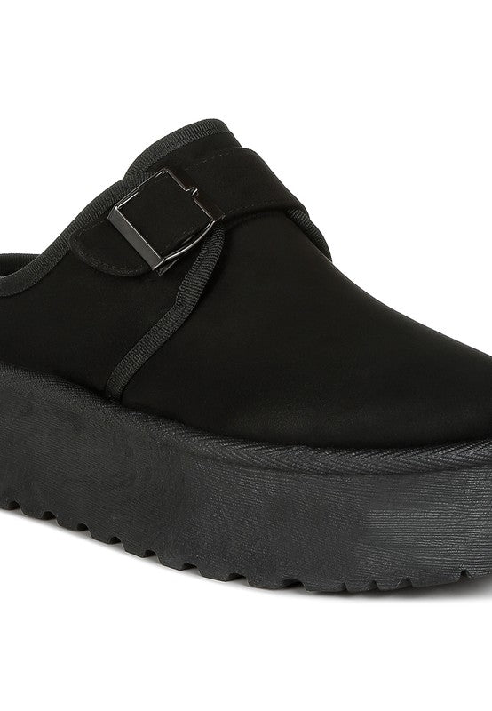 London Rag Mayfield Buckle Strap Fur Platform Classic Slip-On - Boho Soho