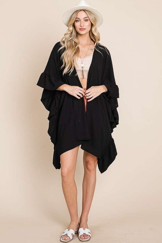 Jade by Jane Wide sleeves ruffle kimono