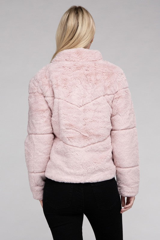 Ambiance Fluffy Zip-Up Jacket