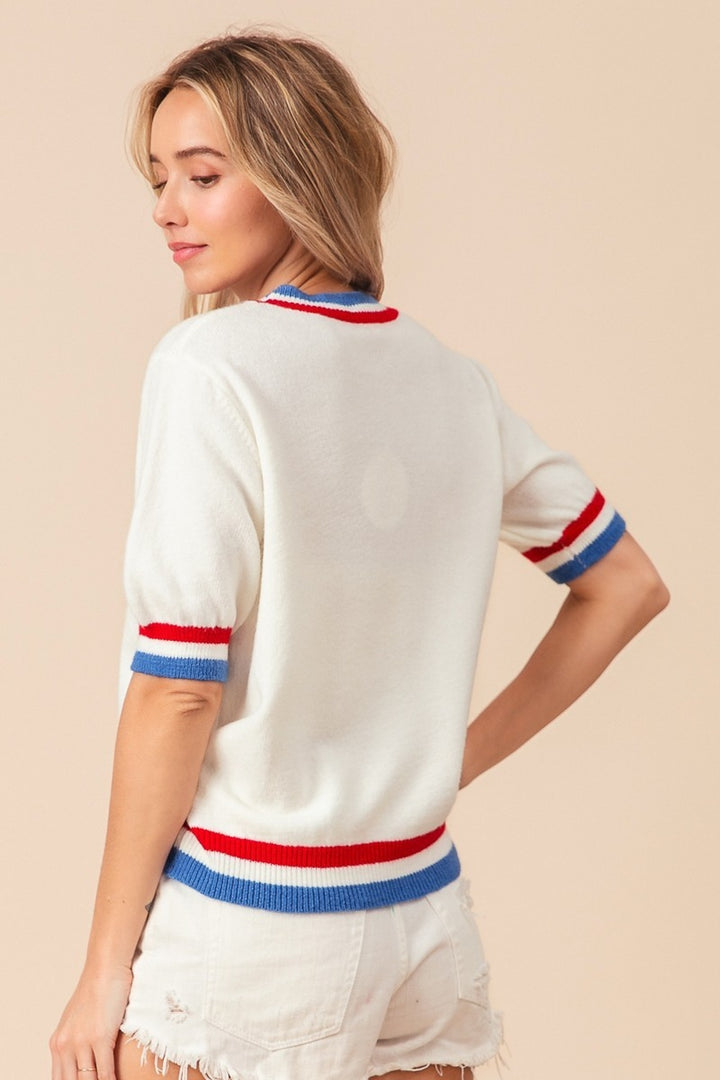 BiBi Striped Heart Sweater