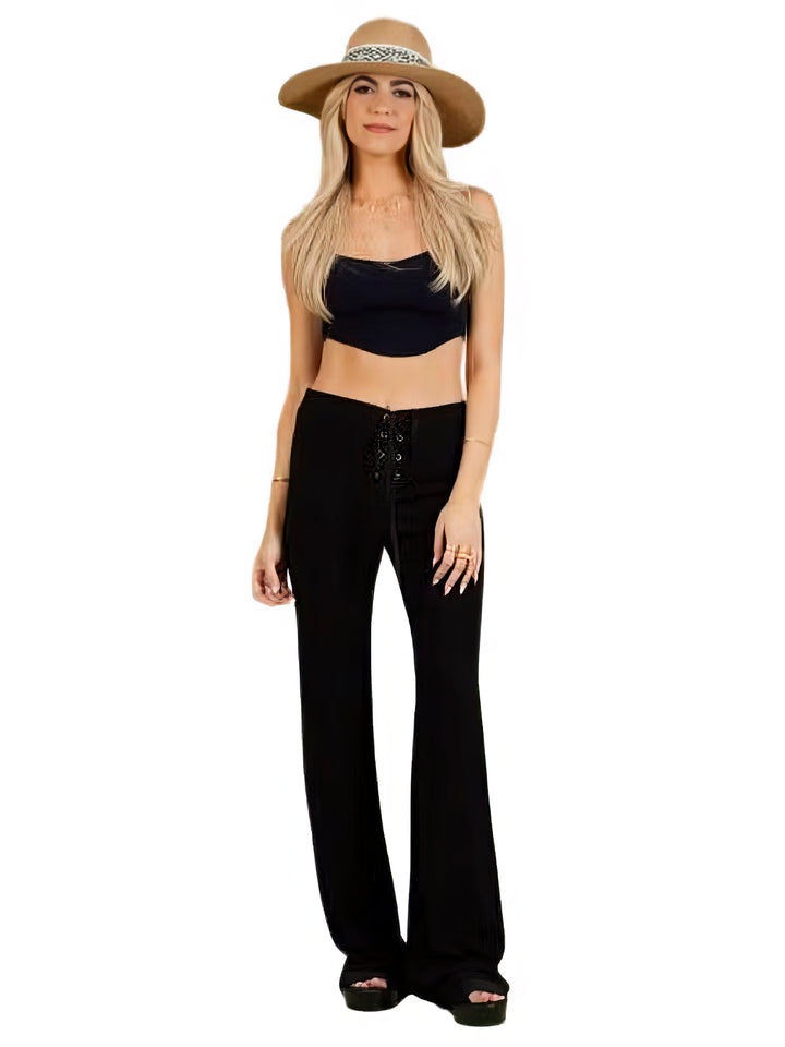 Lucca Couture Kenna Lace Front Flare Pants - Boho Soho