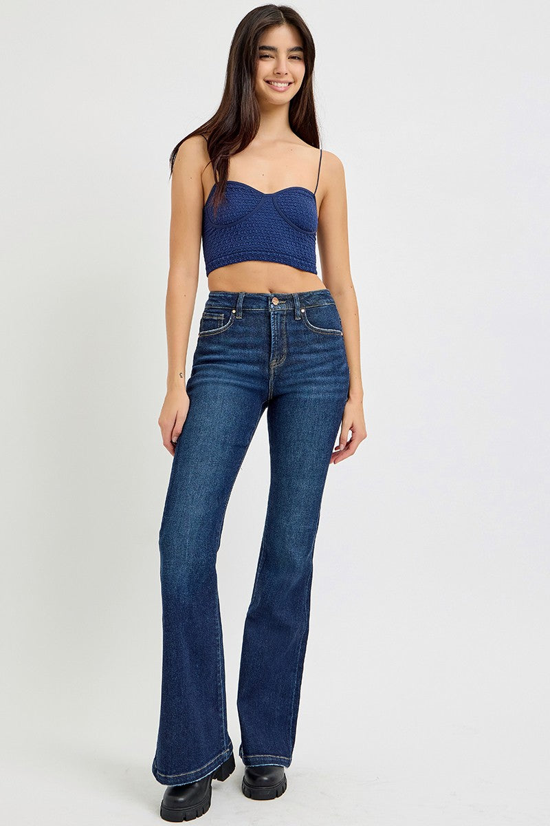 RISEN High Rise Flare Jeans with Pockets