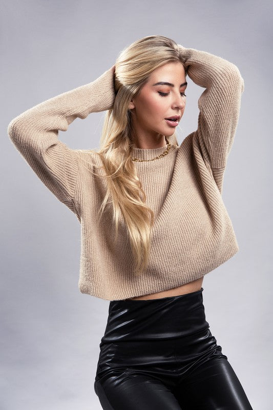 Cozy Cropped Mock Neck Pullover