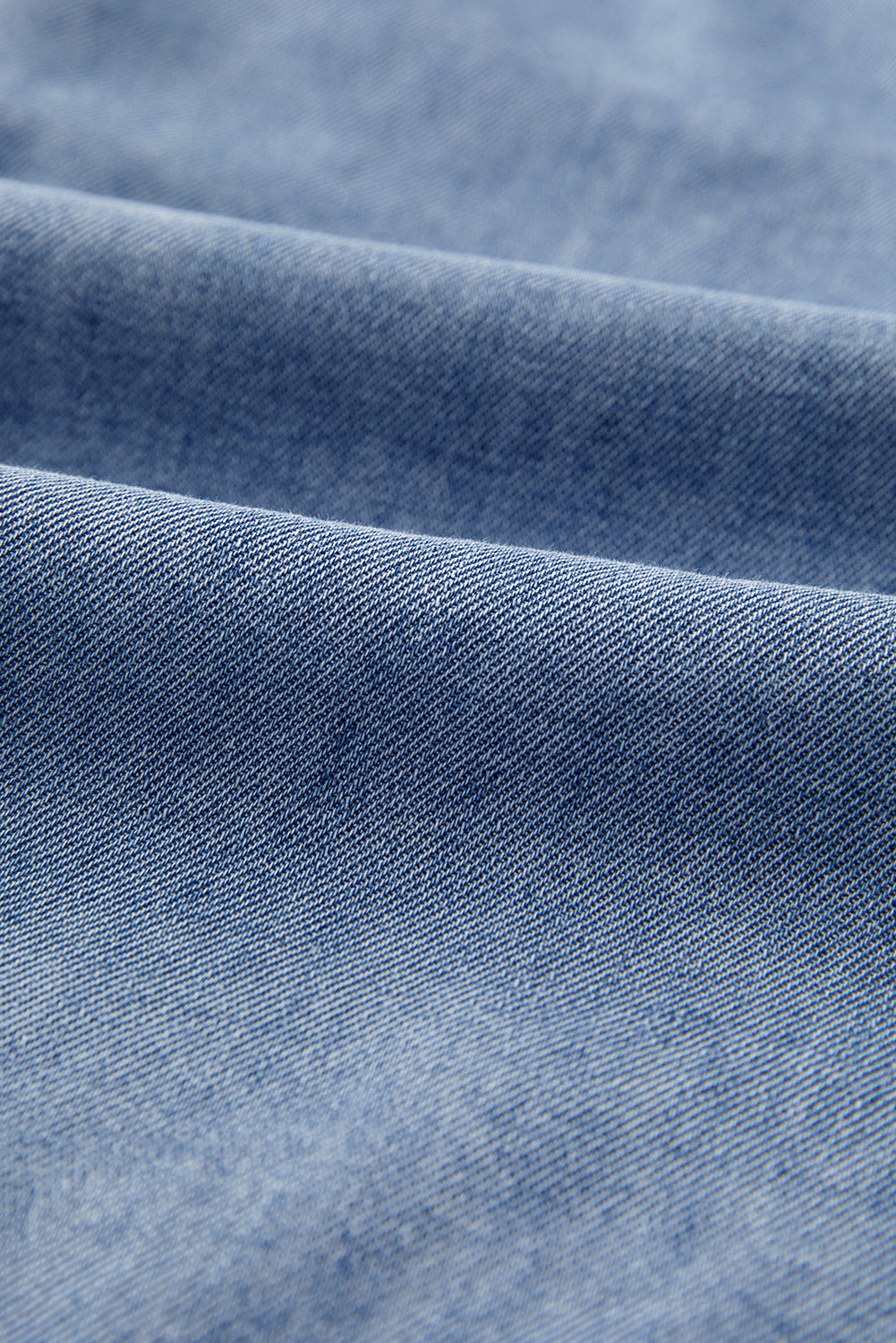 Denim Front Pintuck Bow Tie Puff Sleeve Top