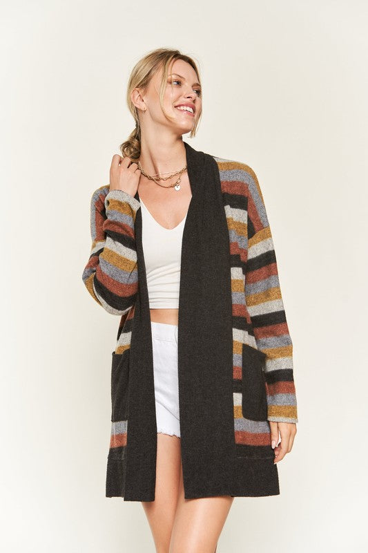 Jade by Jane MULTI COLOR STRIPE CARDIGAN