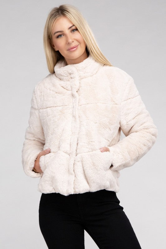 Ambiance Fluffy Zip-Up Jacket