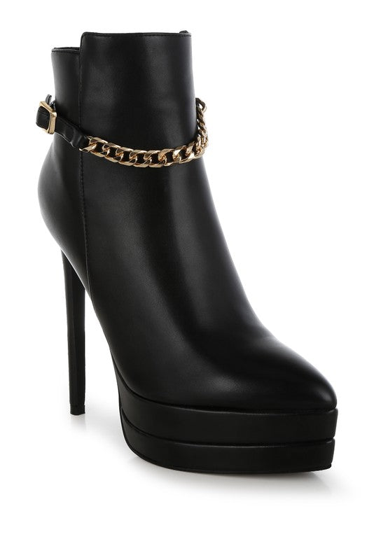 London Rag Luxe Narok Metallic Chain Detail Boots