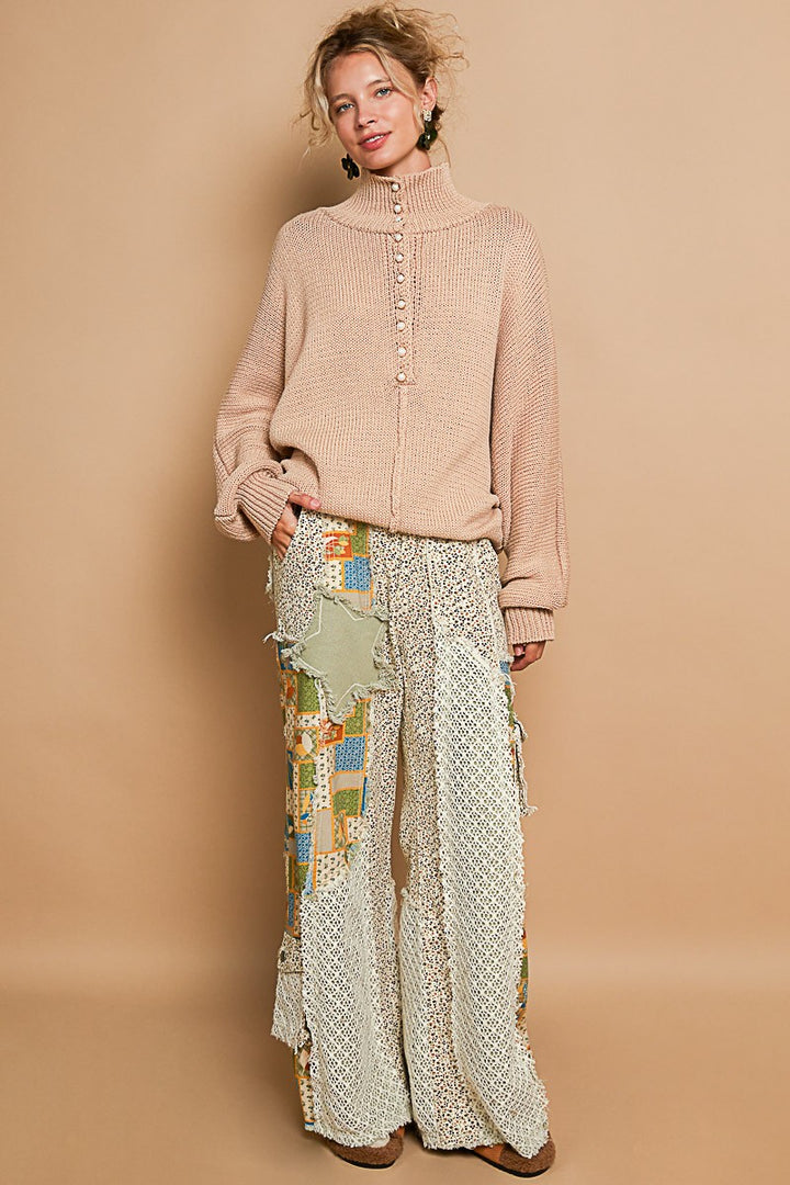 POL Pearl Detail Turtleneck Long Sleeve Sweater - Boho Soho