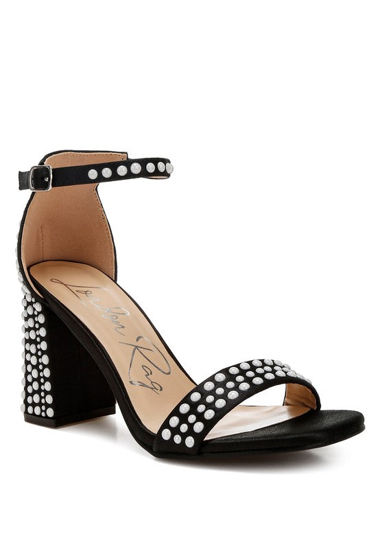 London Rag Klebba Pearls Embellished Satin Sandals