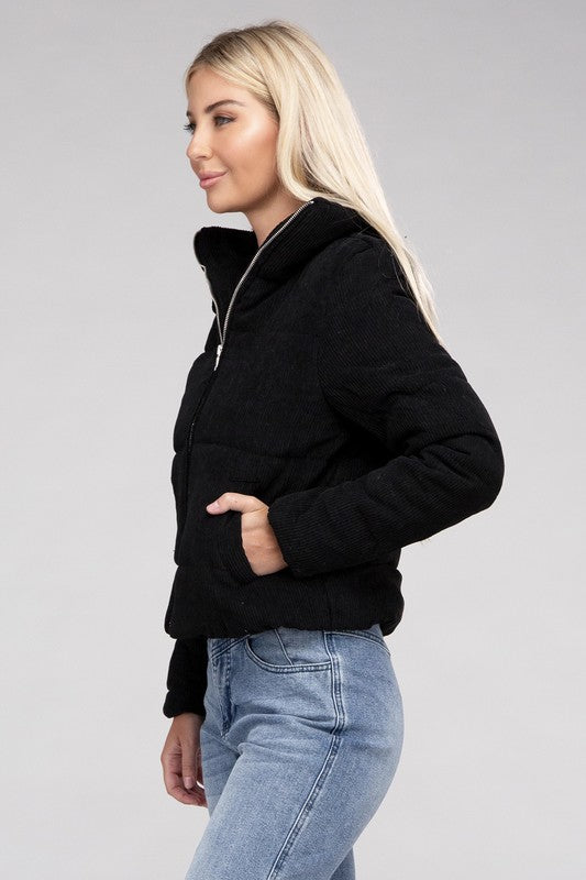 Ambiance Corduroy Crop Zip-Up Jacket