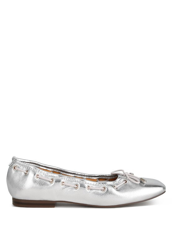 Rag & Co. Marlow Metallic Eyelet Detail Bow Ballerinas