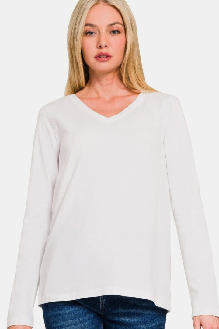 Zenana V-Neck Long Sleeve T-Shirt