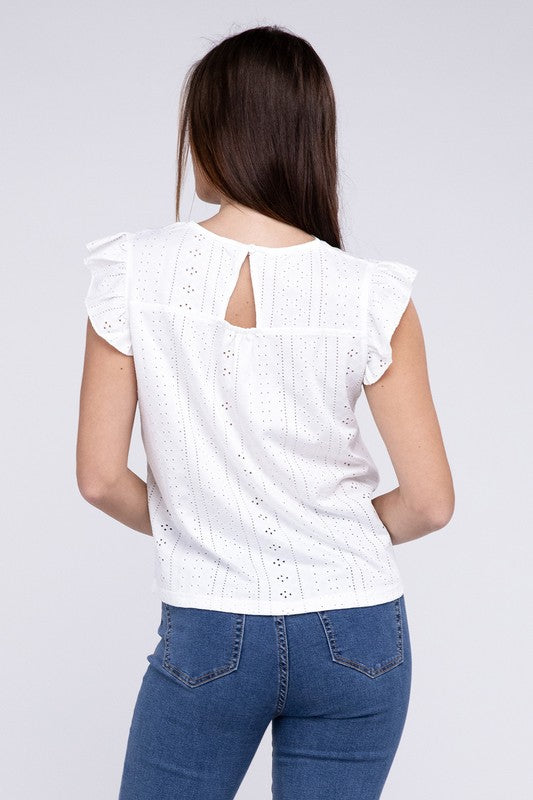 Ruffle Sleeve V Neck Top