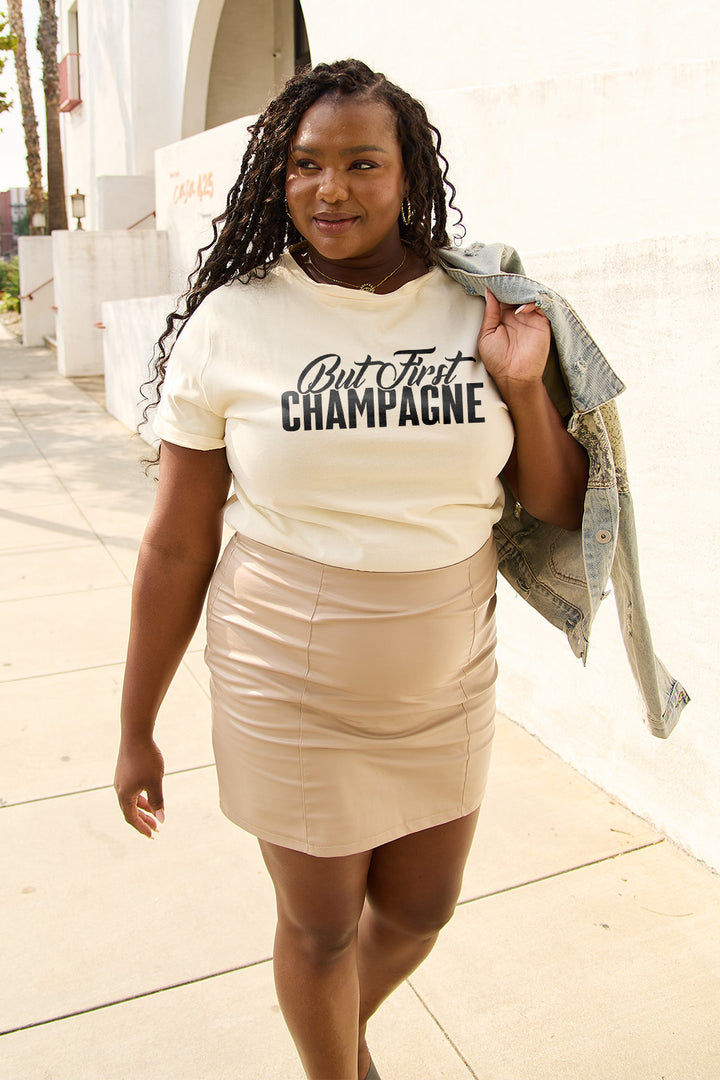 Simply Love BUT FIRST CHAMPAGNE Graphic T-Shirt