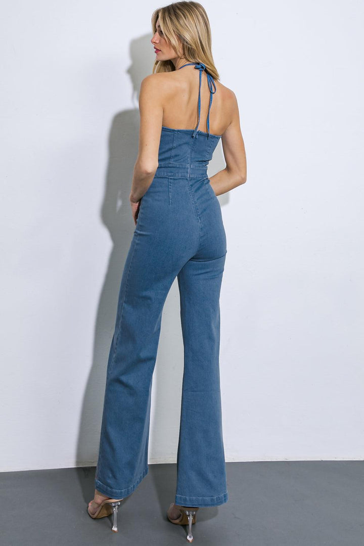 FLYING TOMATO CALL ME LOVELY DENIM JUMPSUIT