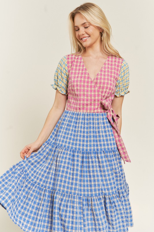 Jade by Jane COLORBLOCK GINGHAM DRESS