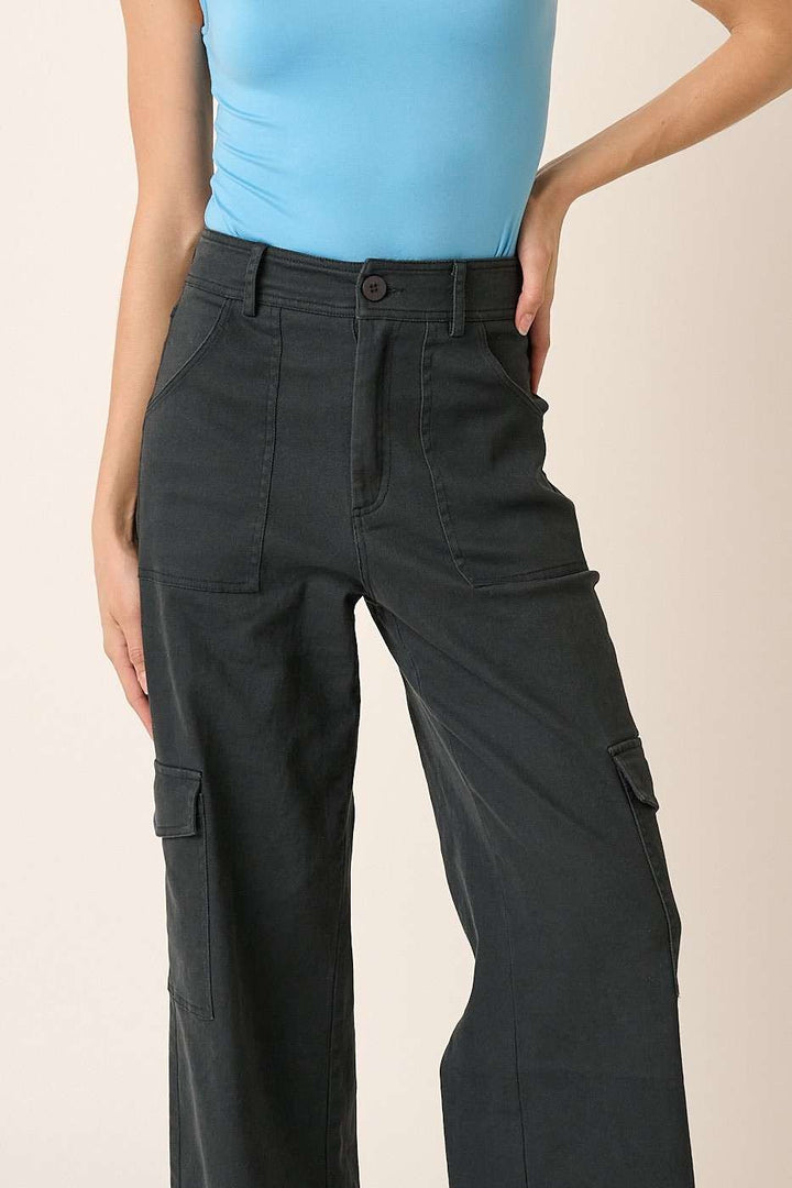 Mittoshop Wide Leg High Waist Cargo Pants