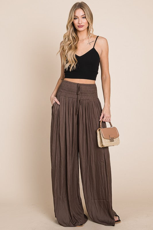 Jade by Jane Boho Ruched waist wide leg pants